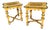 Pair of French Louis XVI Style Polychrome Side Tables With Painted Country Manor Tops, Circa 1920 For Sale