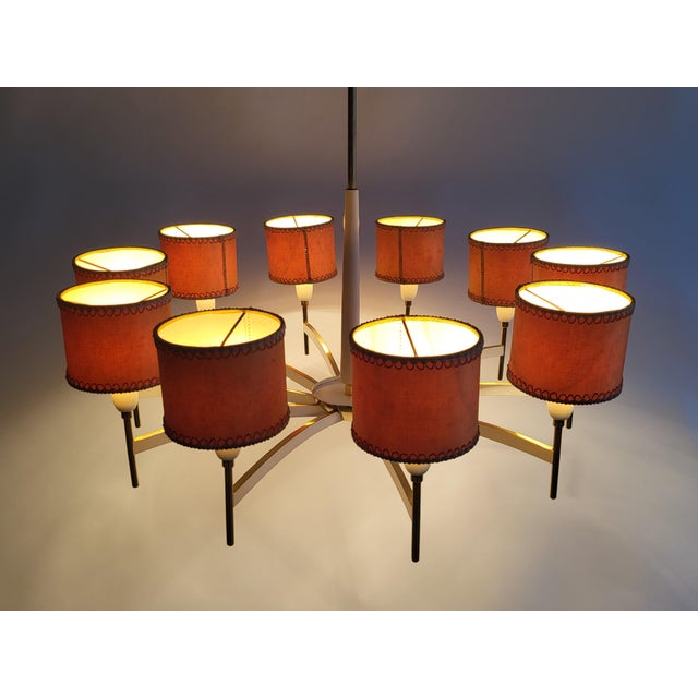 Mid-Century Modern Mid-Century Modern Austrian Brass Chandelier by Rupert Nikoll, 1950s For Sale - Image 3 of 15