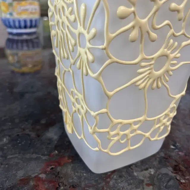 Glass 1990s Italian Glass White Vase With Silicon Design For Sale - Image 7 of 11