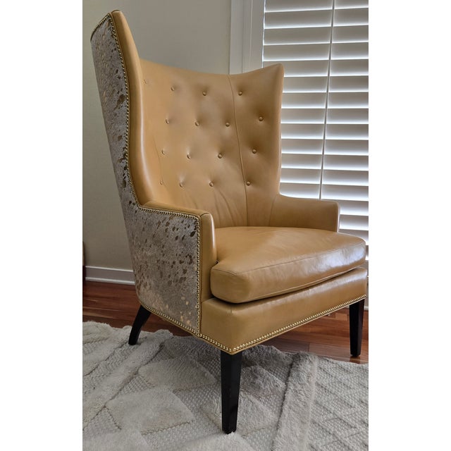 Fabulous graceful curvilinear shaped elegant contemporary wing chair built for a king or queen! Hand made by a craftsman...
