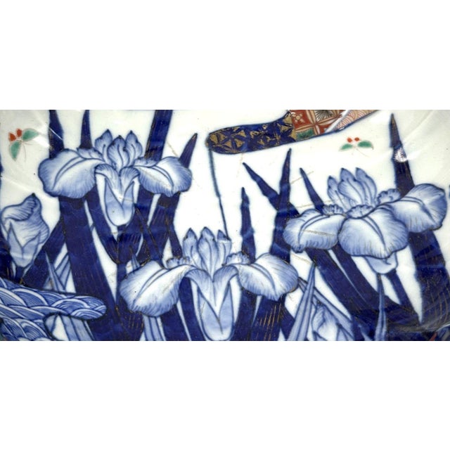 19th Century 19th Century Japanese Meiji Imari Kinrande Porcelain Scalloped Iris Bowl 10 Inch For Sale - Image 5 of 16