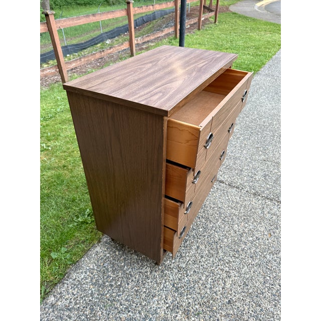 Likely 1960s Mid-Century Modern Possibly Walnut Highboy Dresser For Sale In Seattle - Image 6 of 10