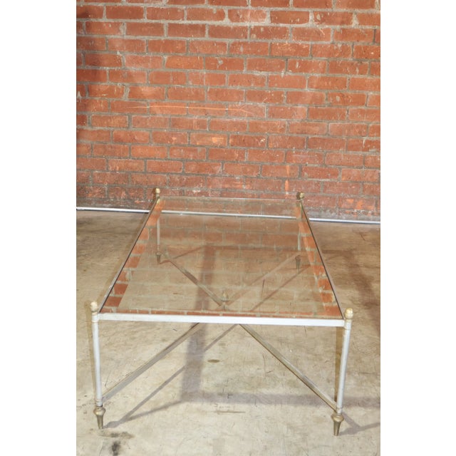 A Steel & Brass Coffee Table by Maison Jansen, France, 1950s For Sale - Image 11 of 13