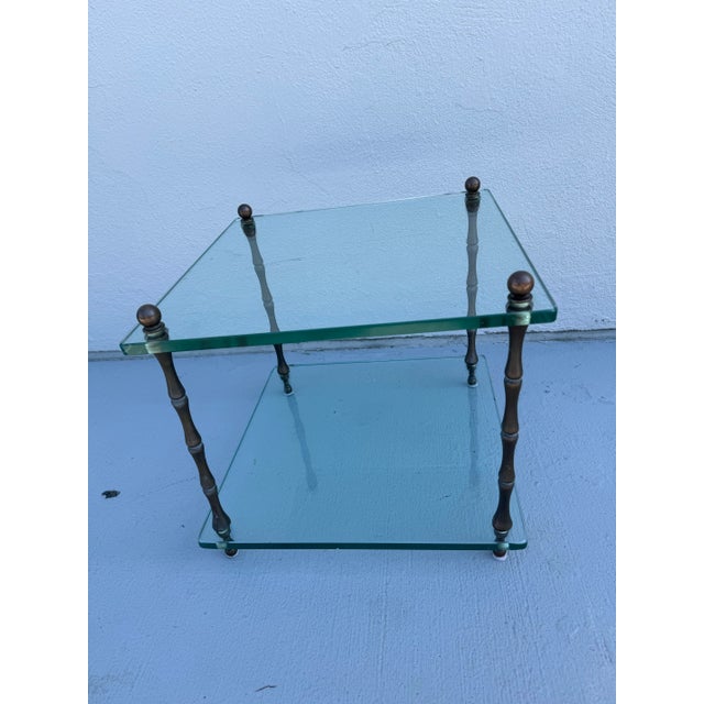 1940s Vintage Hollywood Regency Solid Brass Side Table For Sale - Image 4 of 12