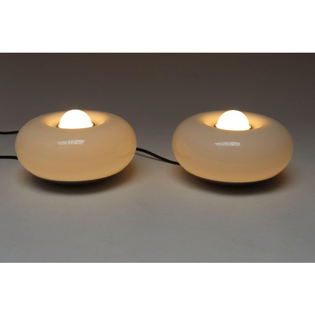 Lamperti Associates Vintage Lamperti Italian Murano Glass and Chrome Guscio Table Lamps - a Pair For Sale - Image 4 of 16