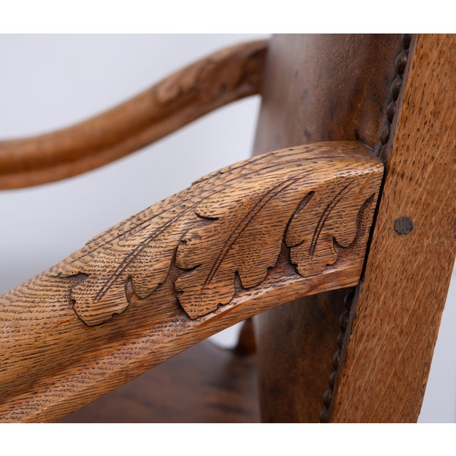 Antique Dutch Baroque Armchair in Oak, 1880 For Sale - Image 11 of 16