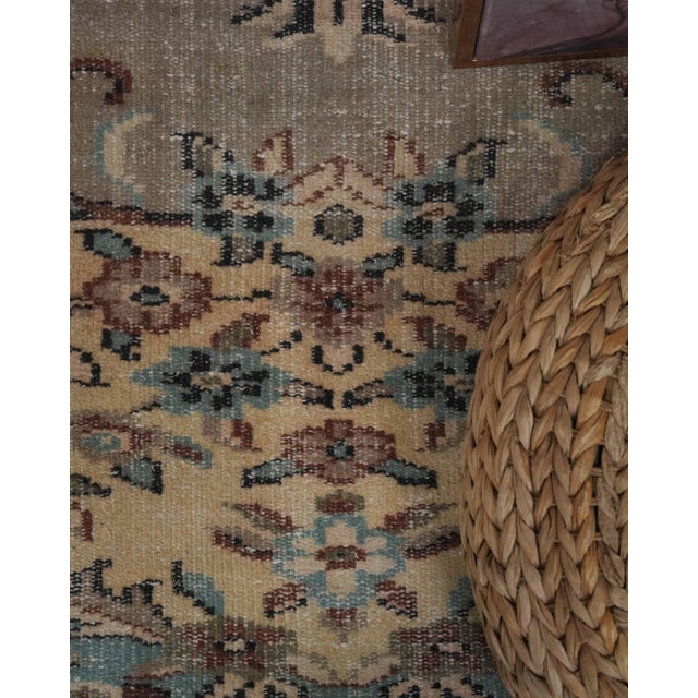 1970s Vintage Handmade Wool Cotton Brown Area Rug For Sale - Image 4 of 12