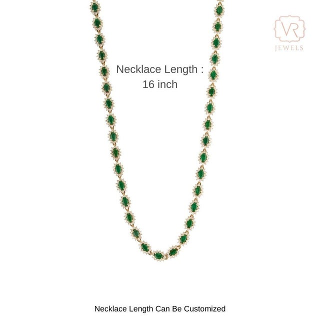 Vintage 14k Yellow Gold Tennis Necklace With 9.88ct Emeralds and 5.24ct Diamonds For Sale - Image 11 of 16