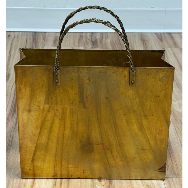 Mid 20th Century Vintage Italian Brass Shopping Gift Bag Gio Ponti Attributed For Sale - Image 5 of 11