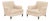 Pair of Edward Ferrell Beige Upholstered Arm Chairs For Sale