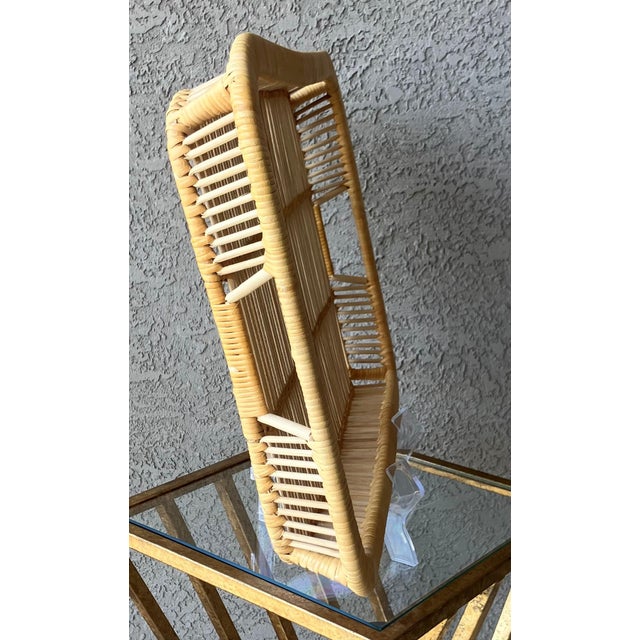 Albini-Inspired Mid 20th-Century Rattan Tray With Rounded Corners & Cut-Out Handles For Sale In Austin - Image 6 of 18