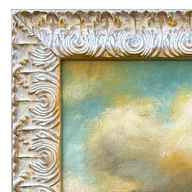 Various Artists Contemporary Plein Air Cloud Oil Painting in Whitewashed Gold Frame For Sale - Image 4 of 6