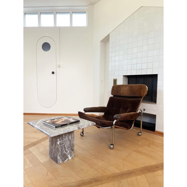 1980s Postmodern Italian Vintage Grey and Cream Marble Nesting Tables-- Set of 3 For Sale - Image 5 of 14