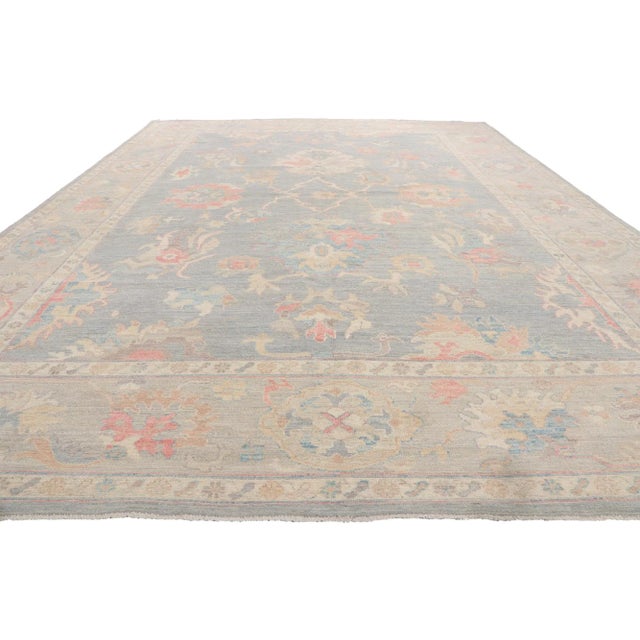 2000 - 2009 Vintage Modern Oushak Style Rug - 09'11 X 14'00 For Sale - Image 5 of 11