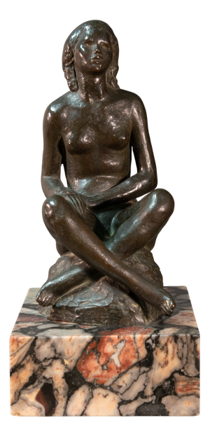 Gaetano Martinez, Art Deco Nude of Woman, 1925, Bronze & Marble