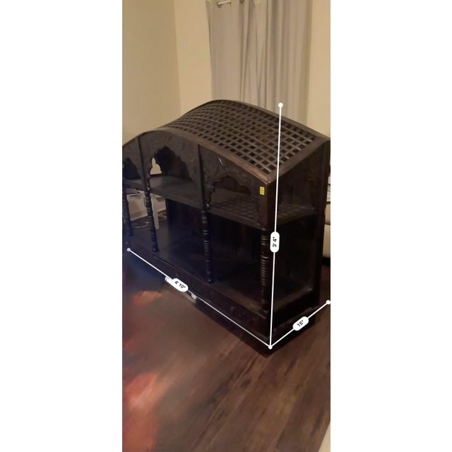 Brown Vintage Indian Hand-Carved Solid Wood Console Cabinet For Sale - Image 8 of 8