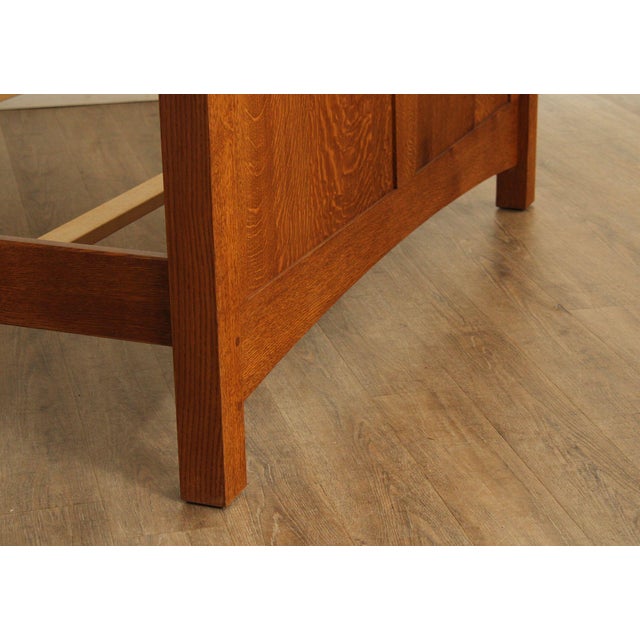 Stickley Mission Style Oak and Leather Queen Bed For Sale - Image 9 of 18