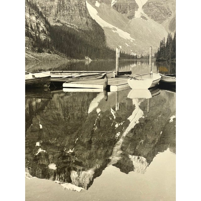 Vintage Black and White Photograph of Moraine Lake, Alberta, Canada. For Sale - Image 10 of 10