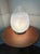 Modern Vintage Egg-Shaped Table Lamp; 1970s Modern Ovoid Blown Glass Globe Chrome Base Lamp For Sale - Image 3 of 12