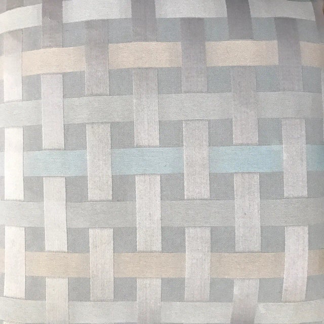 1980s Pair of Hickory Wing Back Chairs in Pastel Check Weave Fabric For Sale - Image 9 of 10