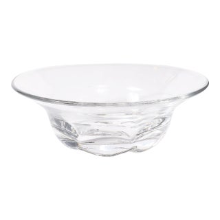 Mid-Century Modernist Crystal Bowl With Organic Base Detailing Signed Orrefors For Sale
