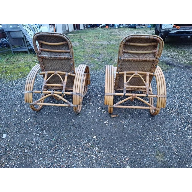 Rattan Deck Chairs, 1970, Set of 2 For Sale - Image 4 of 13