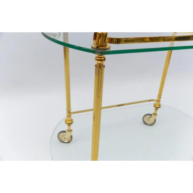 Italian Brass and Glass Serving Bar Cart, 1960s For Sale - Image 10 of 13