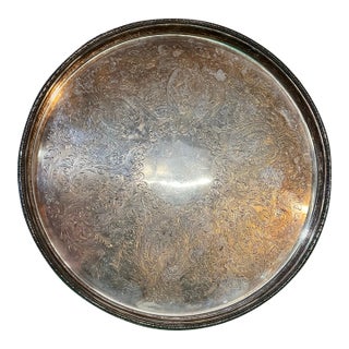 1970s Barker Ellis England Pierced Silver Tray For Sale