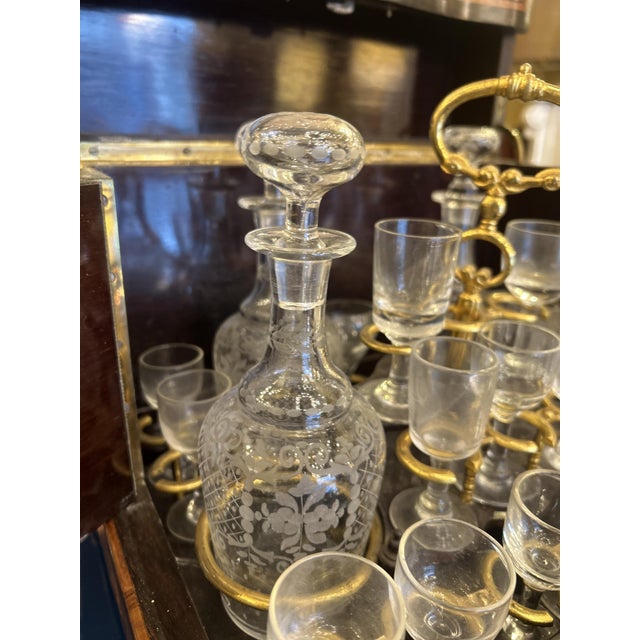19th Century Walnut Burl Liquor Cabinet, Set of 21 For Sale - Image 10 of 14