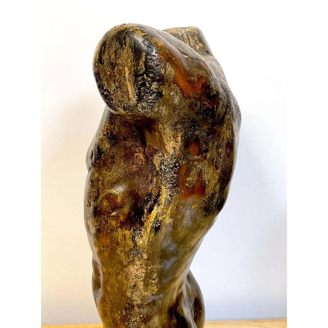 Mid 20th Century French Modern Bronzed Plaster Sculpture of a Male Nude Torso For Sale - Image 11 of 13