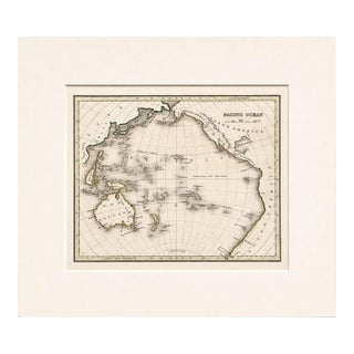 Pacific Ocean Map – Circular Projection Showing Asia, Australia & the Americas by Bradford, 1850 For Sale