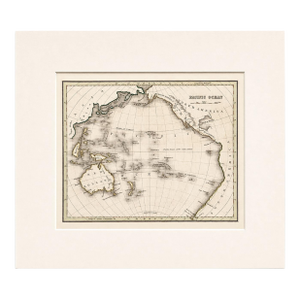 Pacific Ocean Map – Circular Projection Showing Asia, Australia & the Americas by Bradford, 1850
