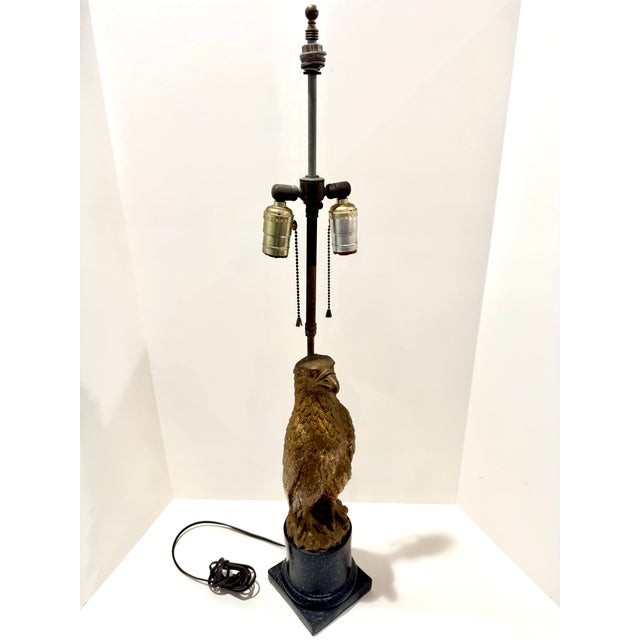 Italian 1960s Bird Sculpture Table Lamp on Pedestal Base Borghese For Sale - Image 3 of 16
