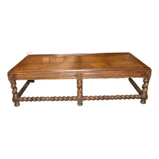 Attributed to Henredon Wooden Barley Twist Rectangle Coffee Table Four Centuries For Sale