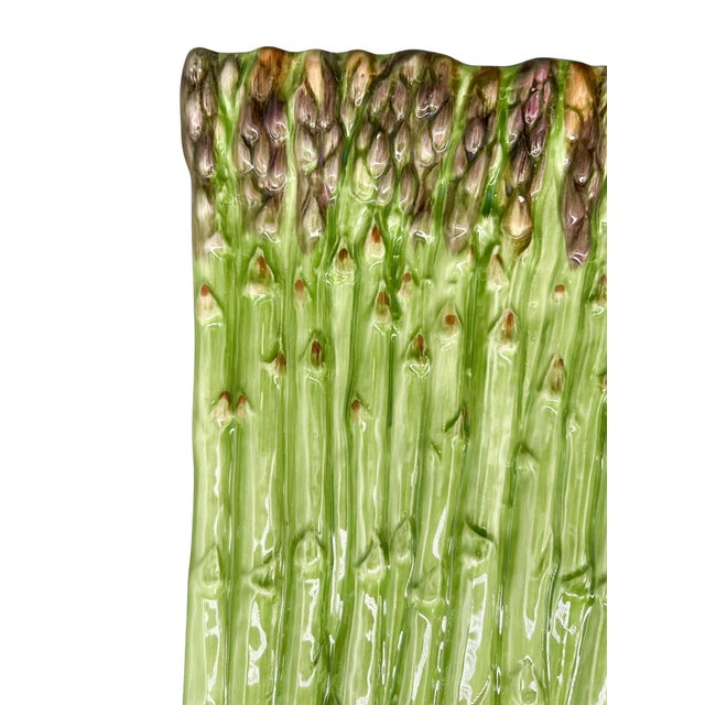 Vintage Asparagus Ceramic Serving Platter / Tray – Majolica Style / Country French For Sale In Houston - Image 6 of 15