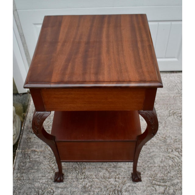 Antique Carved Mahogany Chippendale Style Stand W/Drawer & Locking Door For Sale - Image 10 of 12