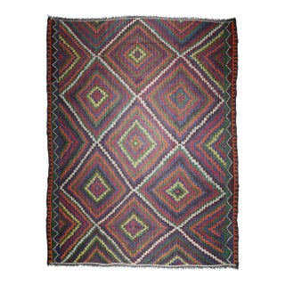 1950s Colorful Tribal Turkish Kilim Rug - 6' 9'' X 9' 4'' For Sale