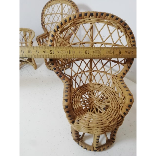 Brown Vintage Italian Wicker Living Room Set Models, 1950s, Set of 4 For Sale - Image 8 of 10