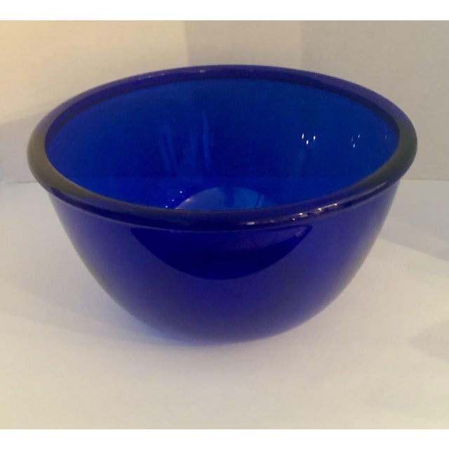 French Heavy Glass Arcoroc Cobalt Blue Mixing / Serving Bowl Chairish