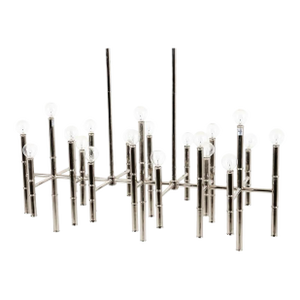 Jonathan Adler Faux Bamboo Polished Nickel Silver Chandelier