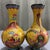 Art Deco Pair of Vintage Yellow Cloisonné Enamel Dragon & Phoenix Vases For Sale - Image 3 of 5