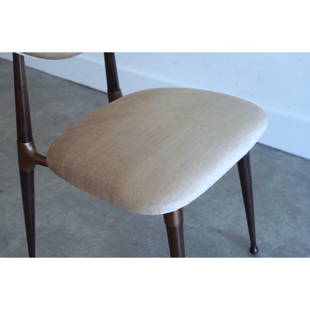 A rare set of four Crucible Dining Chairs by Dan Johnson for Shelby Williams, circa 1950s. Fully restored by Stamford...