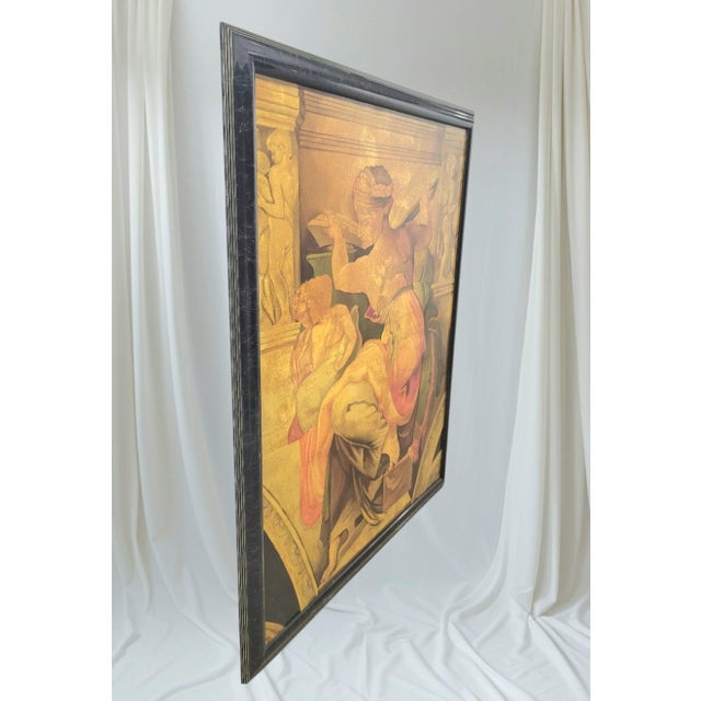 1980s Monumental Reproduction Michaelangelo Sibyl, Erythraean Oil Paintings Framed Art Signed Rueben- A Pair For Sale - Image 10 of 18