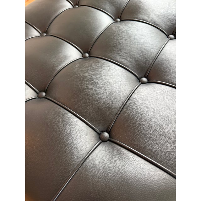 An as-new Knoll Barcelona Stool in black Volo leather, purchased directly from Knoll in 2025 and kept in as‑new condition....