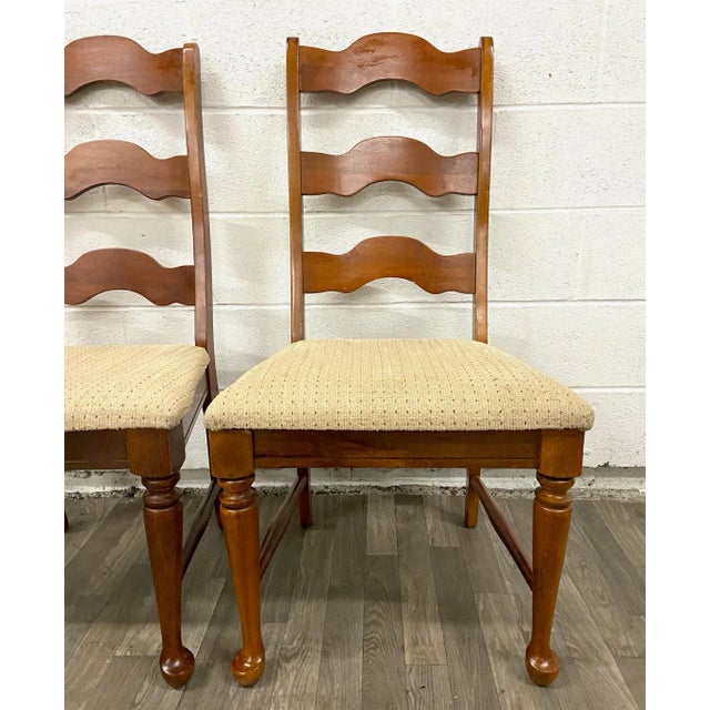 Late 20th Century Vintage Broyhill French Style Ladderback Dining Chairs - Pair For Sale - Image 5 of 11