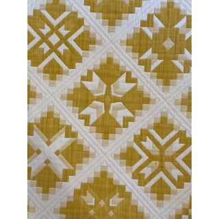 Schumacher Patchwork Folk Art Tristan Fabric in Yellow 9 Yards For Sale