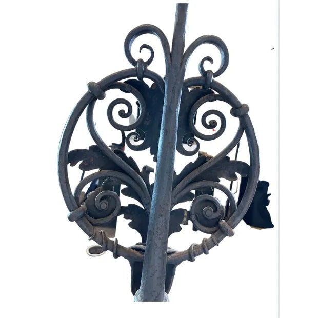 Late 18th Century Large Fireplace Andirons, Gold Leaf Details, Hand Hammered Details For Sale - Image 4 of 8