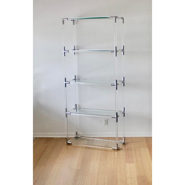 1970s Charles Hollis Jones Style Lucite Aluminum Sculptural Étagère Shelving Room Divider For Sale - Image 18 of 18