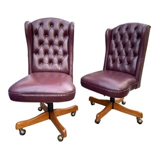 Vintage Traditional Paoli High Back Swivel Office Chairs - a Pair For Sale