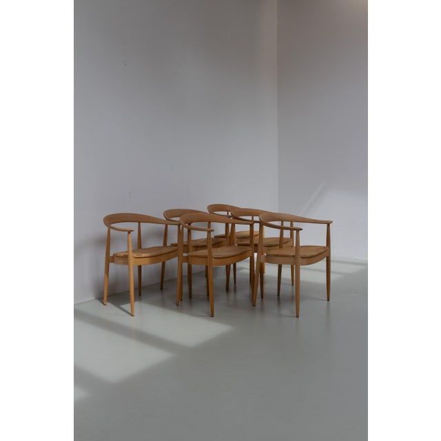 Tan Danish Modern Oak and Paper Cord Chairs by Falsig, 1970s, Set of 6 For Sale - Image 8 of 18